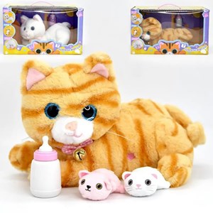 عروسک رباتیک گربه موزیکال با بچه CAT PETS 93381E _ربات اسباب بازی